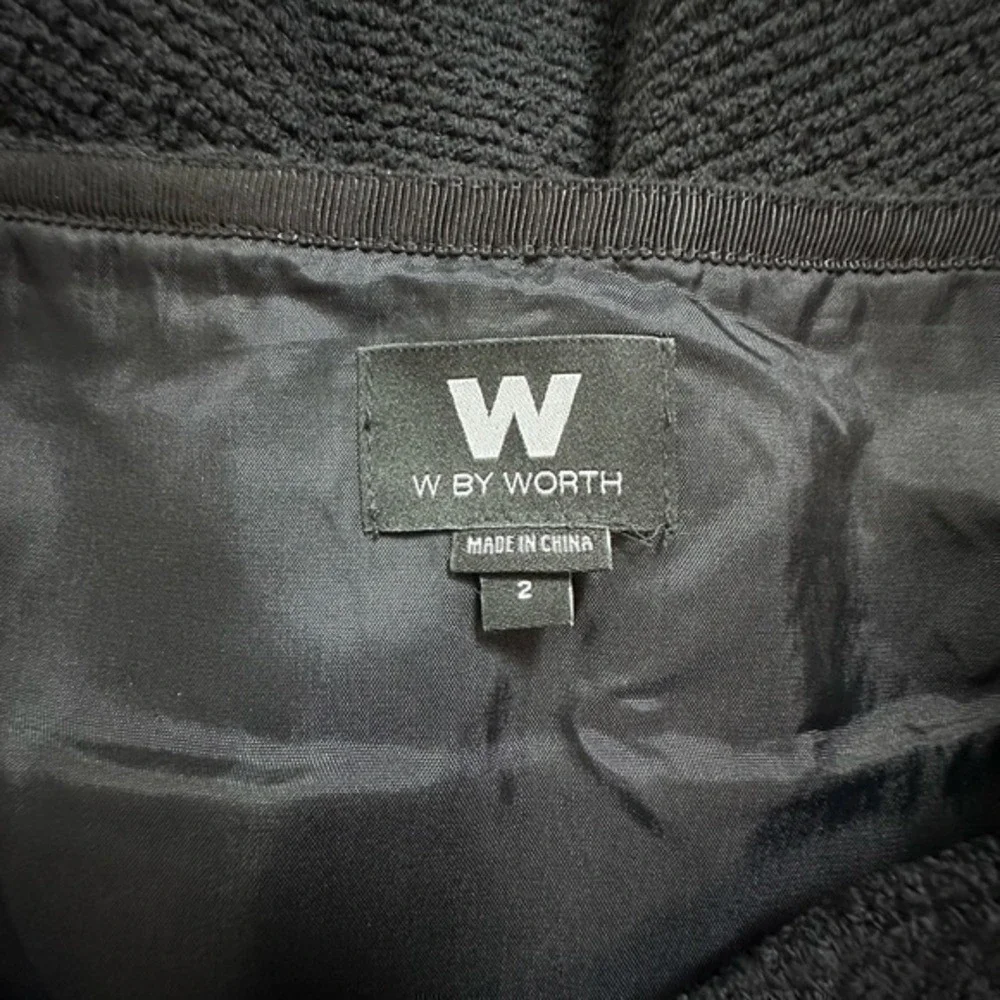 W By Worth Textured‎ Knit Fringe Trim A-Line Skirt Black Women Size 2